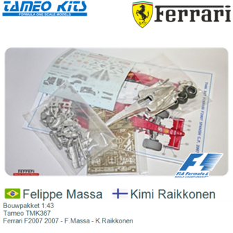Bouwpakket 1:43 | Tameo TMK367 | Ferrari F2007 2007 - F.Massa - K.Raikkonen