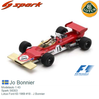 Modelauto 1:43 | Spark S6353 | Lotus Ford 63 1969 #18 - J.Bonnier