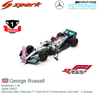Modelauto 1:43 | Spark S8557 | Mercedes AMG Petronas F1 Team W13 E-Performance 2022 #63 - G.Russell