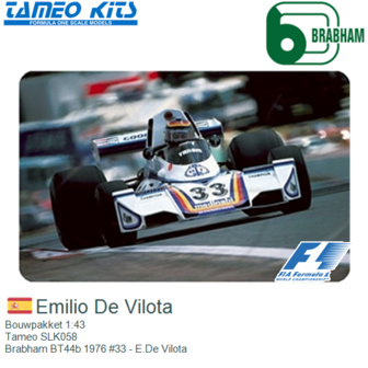 Bouwpakket 1:43 | Tameo SLK058 | Brabham BT44b 1976 #33 - E.De Vilota
