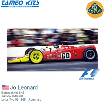 Bouwpakket 1:43 | Tameo TMK378 | Lotus Typ 56 1968 - J.Leonard