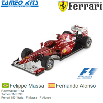 Bouwpakket 1:43 | Tameo TMK396 | Ferrari 150&deg; Italia - F.Massa - F.Alonso