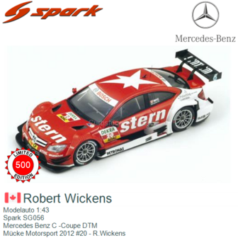 Modelauto 1:43 | Spark SG056 | Mercedes Benz C -Coupe DTM | M&uuml;cke Motorsport 2012 #20 - R.Wickens