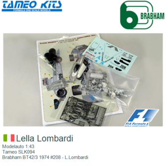 Modelauto 1:43 | Tameo SLK094 | Brabham BT42/3 1974 #208 - L.Lombardi