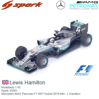 Modelauto 1:43 | Spark S5001 | Mercedes AMG Petronas F1 W07 Hybrid 2016 #44 - L.Hamilton