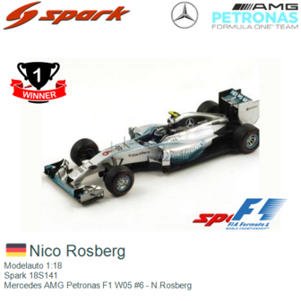 Modelauto 1:18 | Spark 18S141 | Mercedes AMG Petronas F1 W05 #6 - N.Rosberg
