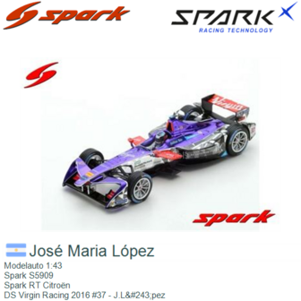 Modelauto 1:43 | Spark S5909 | Spark RT Citro&euml;n | DS Virgin Racing 2016 #37 - J.L&amp;#243;pez