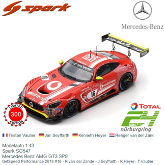 Modelauto 1:43 | Spark SG547 | Mercedes Benz AMG GT3 SP9 | GetSpeed Performance 2019 #16 - R.van der Zande - J.Seyffarth - K.He