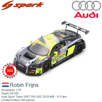 Modelauto 1:43 | Spark SA165 | Audi Sport Team WRT R8 LMS 2018 #66 - R.Frijns