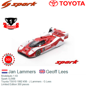 Modelauto 1:43 | Spark SJ068 | Toyota TS010 1992 #36 - J.Lammers - G.Lees