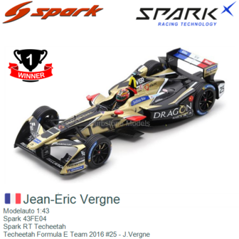 Modelauto 1:43 | Spark 43FE04 | Spark RT Techeetah | Techeetah Formula E Team 2016 #25 - J.Vergne