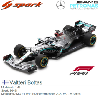 Modelauto 1:43 | Spark S6451 | Mercedes AMG F1 W11 EQ Performance+ 2020 #77 - V.Bottas