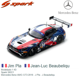 Modelauto 1:43 | Spark S6311 | Mercedes Benz AMG GT3 2019 - J.Pla - J.Beaubeliqu 