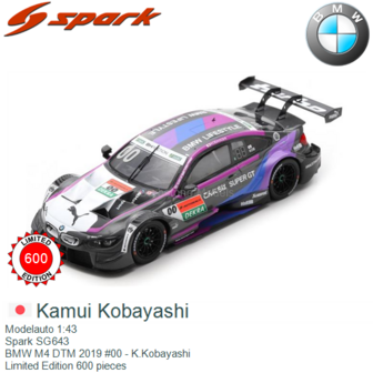 Modelauto 1:43 | Spark SG643 | BMW M4 DTM 2019 #00 - K.Kobayashi