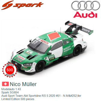 Modelauto 1:43 | Spark SG654 | Audi Sport Team Abt Sportsline RS 5 2020 #51 - N.M&amp;#252;ller