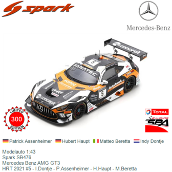 Modelauto 1:43 | Spark SB476 | Mercedes Benz AMG GT3 | HRT 2021 #5 - I.Dontje - P.Assenheimer - H.Haupt - M.Beretta