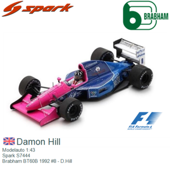 Modelauto 1:43 | Spark S7444 | Brabham BT60B 1992 #8 - D.Hill