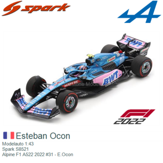 Modelauto 1:43 | Spark S8521 | Alpine F1 A522 2022 #31 - E.Ocon