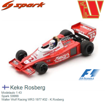 Modelauto 1:43 | Spark S9999 | Walter Wolf Racing WR3 1977 #32 - K.Rosberg