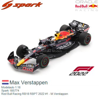 Modelauto 1:18 | Spark 18S774 | Red Bull Racing RB18 RBPT 2022 #1 - M.Verstappen