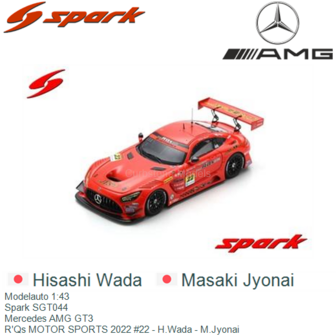 Modelauto 1:43 | Spark SGT044 | Mercedes AMG GT3 | R&#039;Qs MOTOR SPORTS 2022 #22 - H.Wada - M.Jyonai