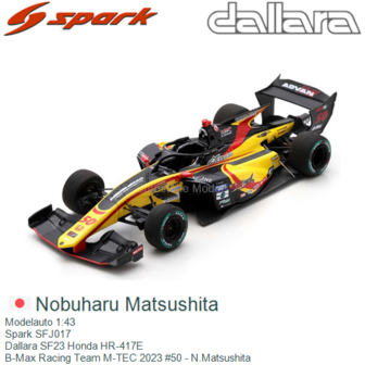 Modelauto 1:43 | Spark SFJ017 | Dallara SF23 Honda HR-417E | B-Max Racing Team M-TEC 2023 #50 - N.Matsushita