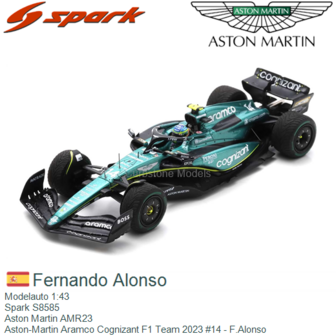 Modelauto 1:43 | Spark S8585 | Aston Martin AMR23 | Aston-Martin Aramco Cognizant F1 Team 2023 #14 - F.Alonso