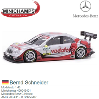 Modelauto 1:43 | Minichamps 400043401 | Mercedes Benz C Klasse | AMG 2004 #1 - B.Schneider