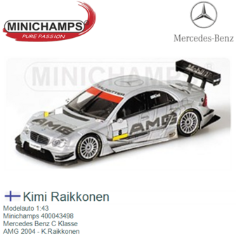 Modelauto 1:43 | Minichamps 400043498 | Mercedes Benz C Klasse | AMG 2004 - K.Raikkonen