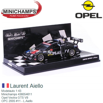 Modelauto 1:43 | Minichamps 436054611 | Opel Vectra GTS V8 | OPC 2005 #11 - L.Aiello