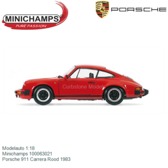 Modelauto 1:18 | Minichamps 100063021 | Porsche 911 Carrera Rood 1983