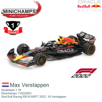 Modelauto 1:18 | Minichamps 110222001 | Red Bull Racing RB18 RBPT 2022 - M.Verstappen