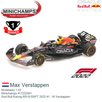 Modelauto 1:43 | Minichamps 417222001 | Red Bull Racing RB18 RBPT 2022 #1 - M.Verstappen