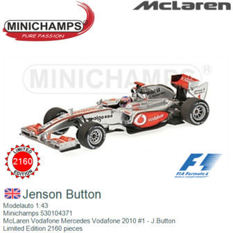 Modelauto 1:43 | Minichamps 530104371 | McLaren Vodafone Mercedes Vodafone 2010 #1 - J.Button