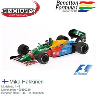 Modelauto 1:43 | Minichamps 400890219 | Benetton B188 1989 - M.Hakkinen