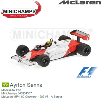 Modelauto 1:43 | Minichamps 540834307 | McLaren MP4-1C Cosworth 1983 #7 - A.Senna