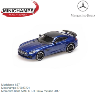 Modelauto 1:87 | Minichamps 870037221 | Mercedes Benz AMG GT-R Blauw metallic 2017
