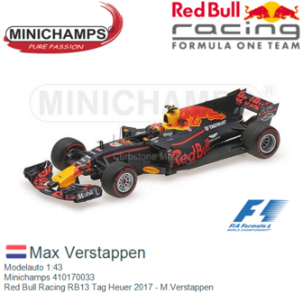 Modelauto 1:43 | Minichamps 410170033 | Red Bull Racing RB13 Tag Heuer 2017 - M.Verstappen