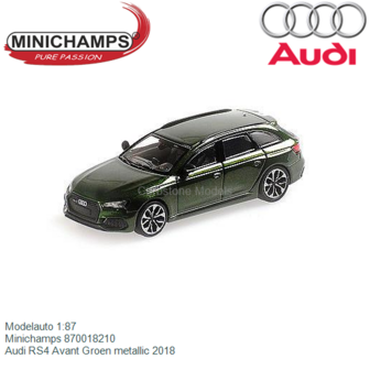 Modelauto 1:87 | Minichamps 870018210 | Audi RS4 Avant Groen metallic 2018