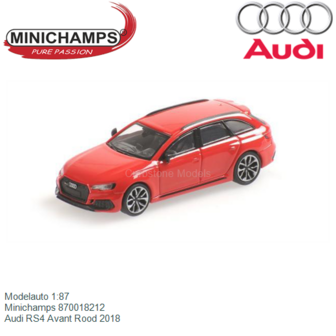 Modelauto 1:87 | Minichamps 870018212 | Audi RS4 Avant Rood 2018