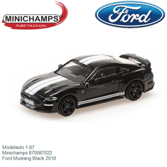 Modelauto 1:87 | Minichamps 870087022 | Ford Mustang Black 2018