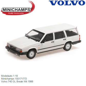 Modelauto 1:18 | Minichamps 155171772 | Volvo 740 GL Break Wit 1986