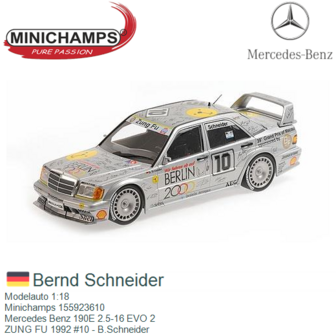 Modelauto 1:18 | Minichamps 155923610 | Mercedes Benz 190E 2.5-16 EVO 2 | ZUNG FU 1992 #10 - B.Schneider