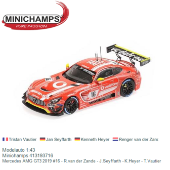 Modelauto 1:43 | Minichamps 413193716 | Mercedes AMG GT3 2019 #16 - R.van der Zande - J.Seyffarth - K.Heyer - T.Vautier