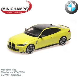 Modelauto 1:18 | Minichamps 155020120 | BMW M4 Geel 2020