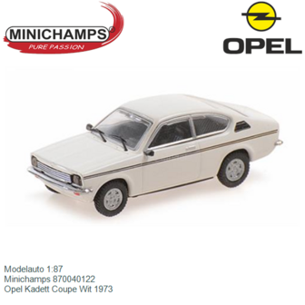 Modelauto 1:87 | Minichamps 870040122 | Opel Kadett Coupe Wit 1973