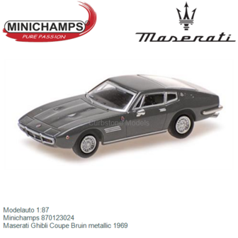Modelauto 1:87 | Minichamps 870123024 | Maserati Ghibli Coupe Bruin metallic 1969