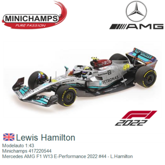 Modelauto 1:43 | Minichamps 417220544 | Mercedes AMG F1 W13 E-Performance 2022 #44 - L.Hamilton