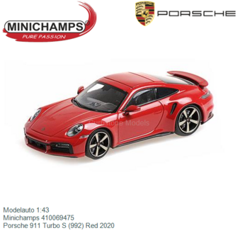 Modelauto 1:43 | Minichamps 410069475 | Porsche 911 Turbo S (992) Red 2020