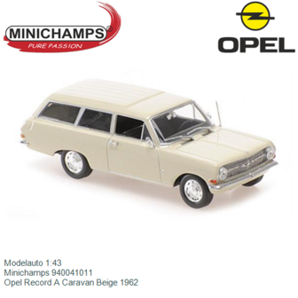 Modelauto 1:43 | Minichamps 940041011 | Opel Record A Caravan Beige 1962